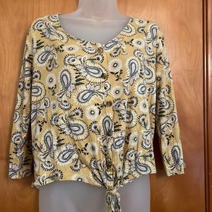 Loft yellow paisley long sleeve top